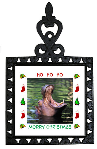 Hippo Christmas Trivet