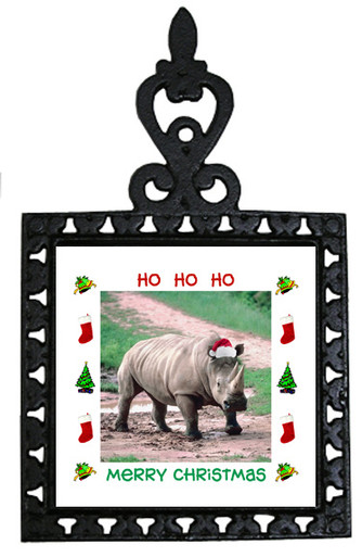 Rhino Christmas Trivet