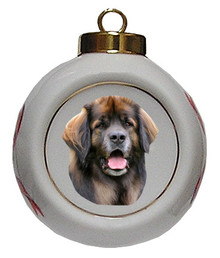 Leonberger Porcelain Ball Christmas Ornament