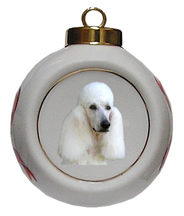 Poodle Porcelain Ball Christmas Ornament
