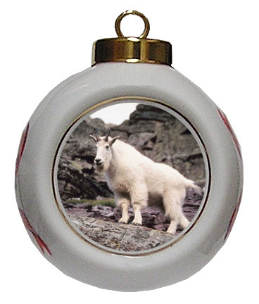 Mountain Goat Porcelain Ball Christmas Ornament