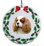 Cavalier King Charles Porcelain Holly Wreath Christmas Ornament