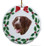 German Shorthaired Pointer Porcelain Holly Wreath Christmas Ornament