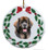 Leonberger Porcelain Holly Wreath Christmas Ornament