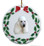 Poodle Porcelain Holly Wreath Christmas Ornament