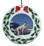 Mountain Goat Porcelain Holly Wreath Christmas Ornament