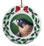 Falcon Porcelain Holly Wreath Christmas Ornament