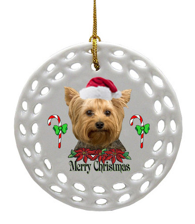 Yorkshire Terrier Porcelain Christmas Ornament