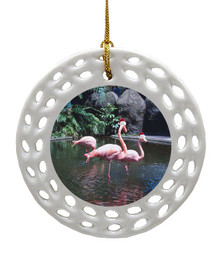 Flamingo Porcelain Christmas Ornament