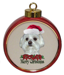 Maltese Ceramic Red Drum Christmas Ornament