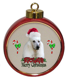 Poodle Ceramic Red Drum Christmas Ornament