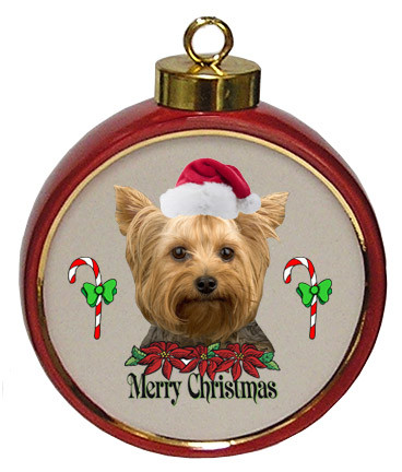 Yorkshire Terrier Ceramic Red Drum Christmas Ornament