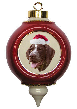 German Shorthaired Pointer Victorian Red & Gold Christmas Ornament