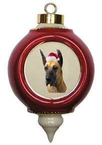 Great Dane Victorian Red & Gold Christmas Ornament