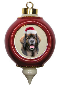 Leonberger Victorian Red & Gold Christmas Ornament