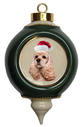 Cocker Spaniel Victorian Green & Gold Christmas Ornament