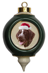 German Shorthaired Pointer Victorian Green & Gold Christmas Ornament