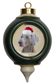 Weimaraner Victorian Green & Gold Christmas Ornament