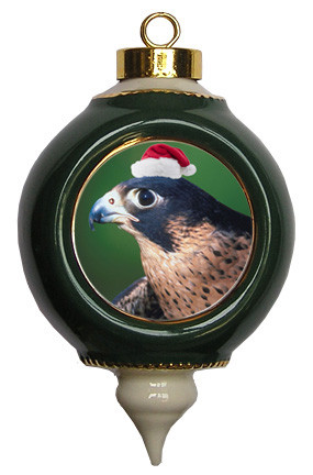 Falcon Victorian Green & Gold Christmas Ornament