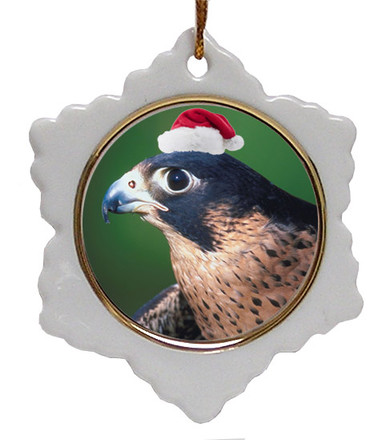 Falcon Ceramic Jolly Santa Snowflake Christmas Ornament