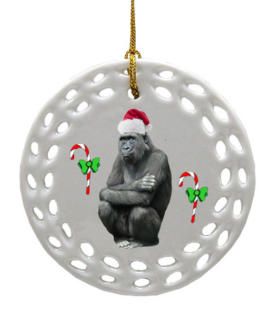 Gorilla Porcelain Christmas Ornament