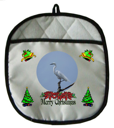 Egret Christmas Pot Holder