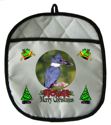 Belted Kingfisher Christmas Pot Holder