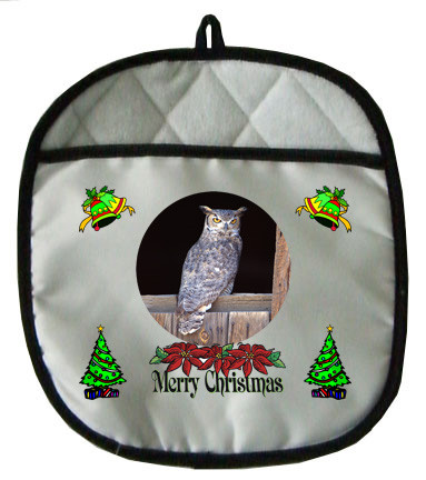 Great Horned Owl Christmas Pot Holder