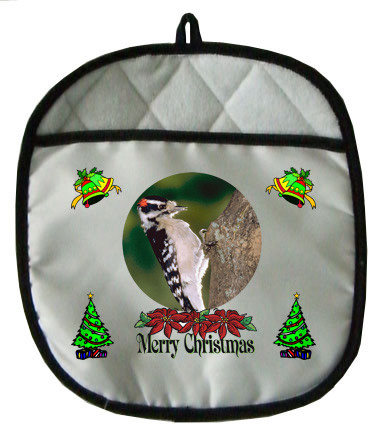 Downey Woodpecker Christmas Pot Holder