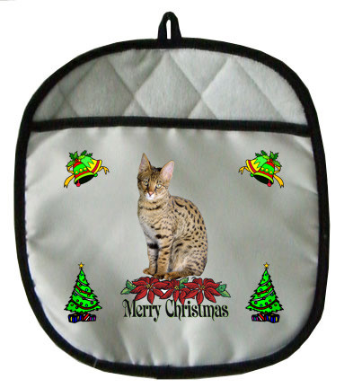 Savannah Cat Christmas Pot Holder