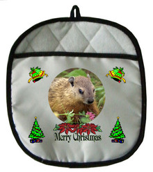 Groundhog Christmas Pot Holder