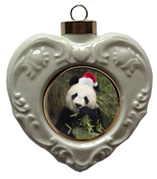 Panda Bear Heart Christmas Ornament