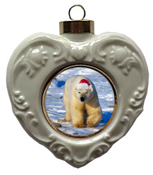 Polar Bear Heart Christmas Ornament