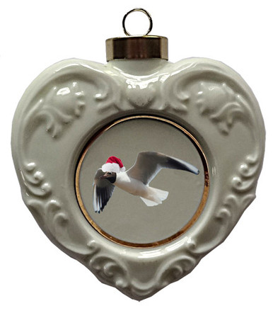 Black Headed Gull Heart Christmas Ornament