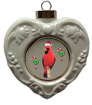 Cardinal Heart Christmas Ornament