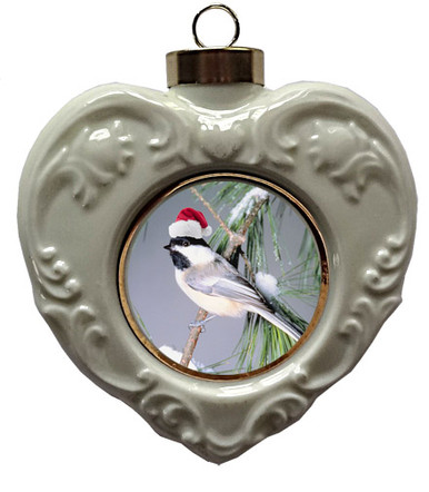 Chickadee Heart Christmas Ornament