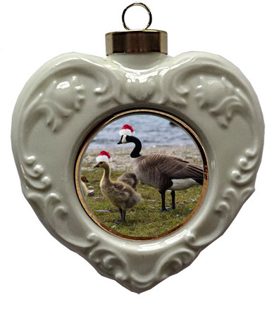 Geese Heart Christmas Ornament