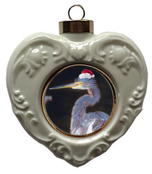 Louisiana Heron Heart Christmas Ornament