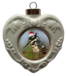 Pied Kingfisher Heart Christmas Ornament