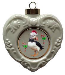 Atlantic Puffin Heart Christmas Ornament