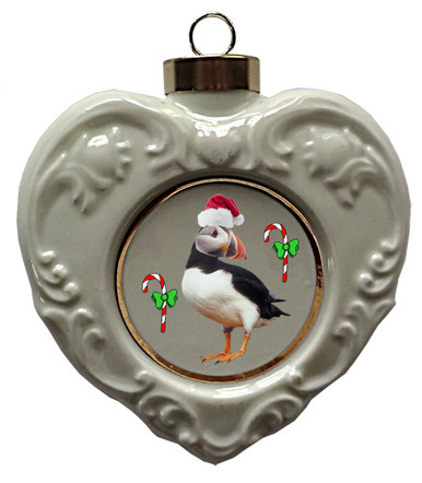 Atlantic Puffin Heart Christmas Ornament