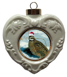 Quail Heart Christmas Ornament