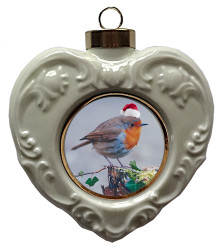 Robin Heart Christmas Ornament