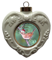 Wren Heart Christmas Ornament
