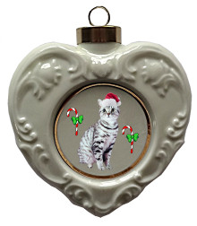 American Shorthair Cat Heart Christmas Ornament