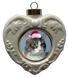 Cat Heart Christmas Ornament
