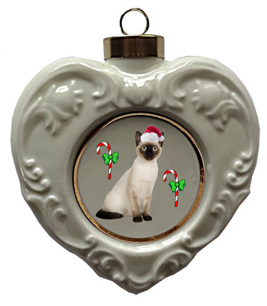 Siamese Cat Heart Christmas Ornament