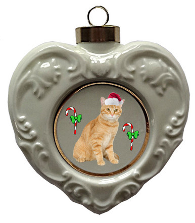 Tabby Cat Heart Christmas Ornament