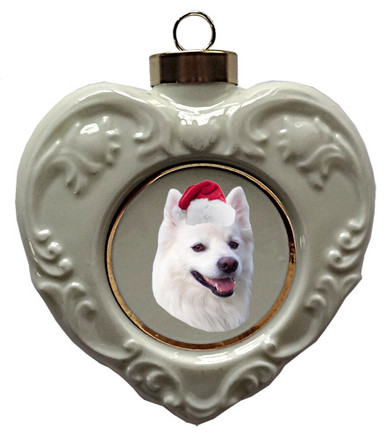 American Eskimo Dog Heart Christmas Ornament