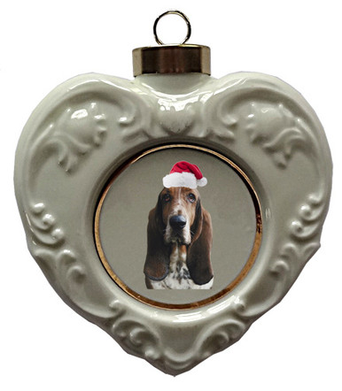 Basset Hound Heart Christmas Ornament